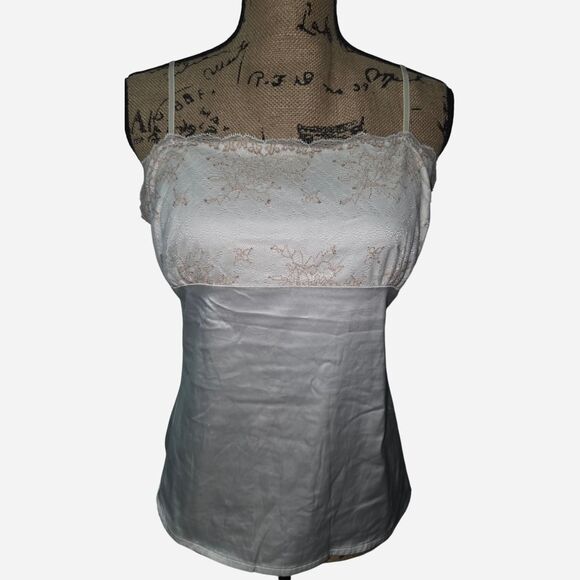 New York & Company Y2K Satin Lace Cami Tank Top - Size Medium - Picture 2 of 3